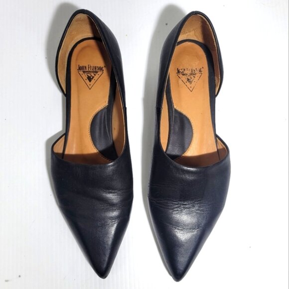 John Fluevog History Marina Pointed Toe D'Orsay Leather Flat Black size 7 - Picture 3 of 9
